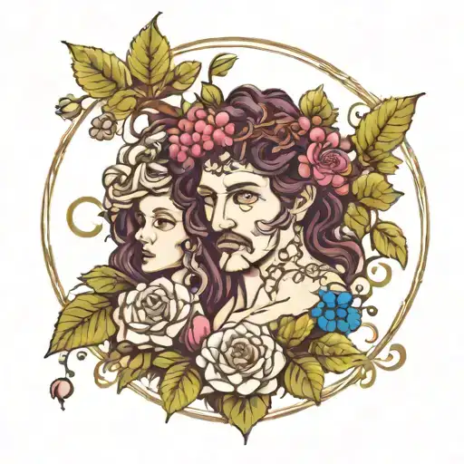 Dionysus and his 2 births tattoo design idea
