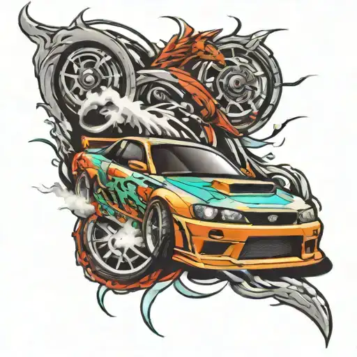 altezza car drifting tattoo design idea