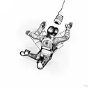 Falling man skydiving into a party scene tattoo design idea