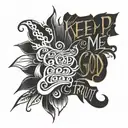 lettering with the phrase "keep me oh god for in you I trust" on the shin tattoo design idea