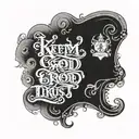 lettering with the phrase "keep me oh god for in you I trust" on the shin tattoo design idea