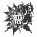 lettering with the phrase "keep me oh god for in you I trust" on the shin tattoo design idea