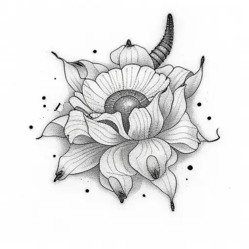 firefly with flower tattoo design idea