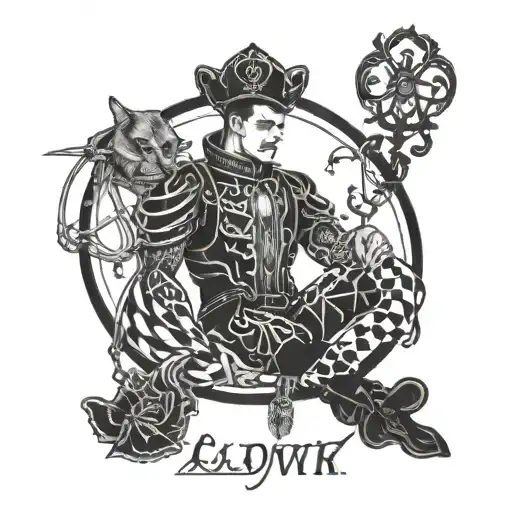 Lydvik from flåklypa in a bdsm suit tattoo design idea