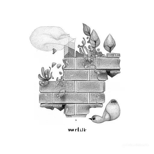 brick wall tattoo design idea