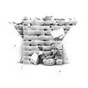 brick wall falling down tattoo design idea