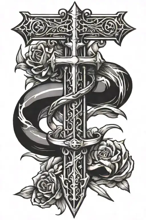 cross sword  tattoo design idea