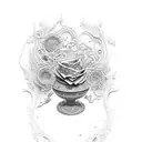 elegant clay vase with fancy engravings  tattoo design idea