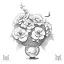 elegant clay vase with fancy engravings  tattoo design idea