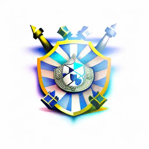 Shield With Blue Knight Chess piece tattoo design idea