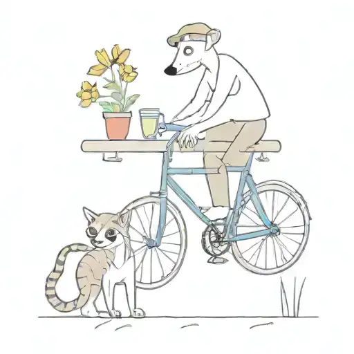 bartending, introvert, dog, cat, lemur, bycicle, flowers, camping tattoo design idea