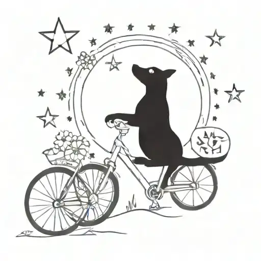 bartending, introvert, dog, cat, lemur, bycicle, flowers, camping, moon, rain, stars  tattoo design idea