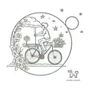 bartending, introvert, dog, cat, lemur, bycicle, flowers, camping, moon, rain, stars  tattoo design idea