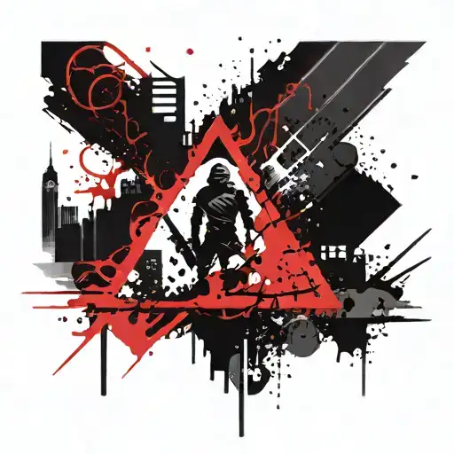 City of Heroes stalker symbol with splashes tattoo design idea