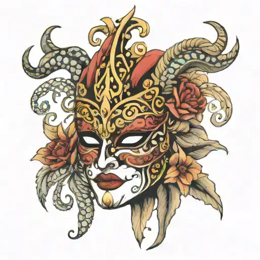 venetian mask tattoo design idea