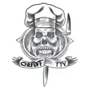 Chef Knife black and grey tattoo design idea