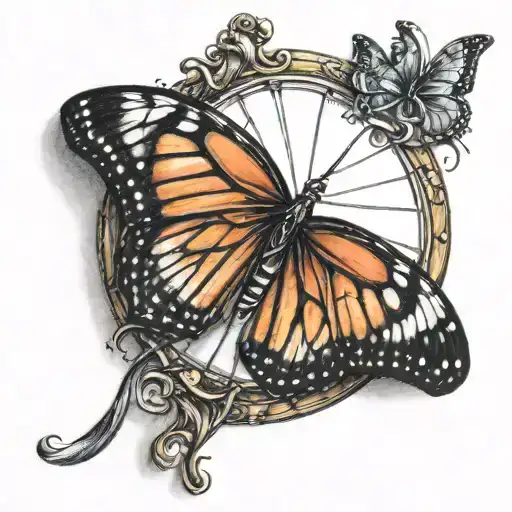vienna ferris wheel monarch butterfly tattoo design idea