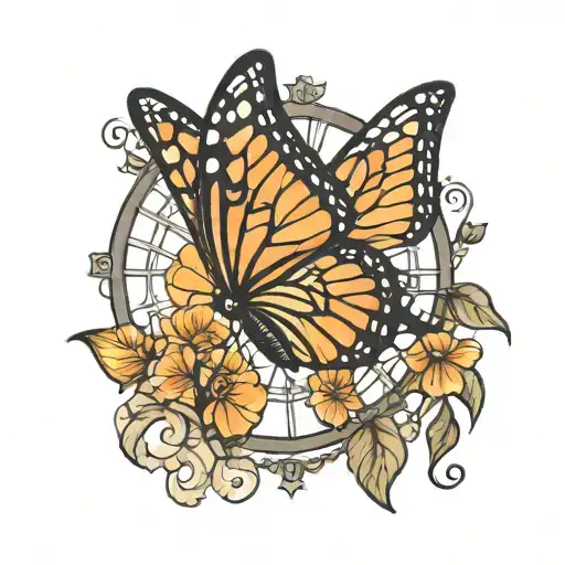 vienna ferris wheel monarch butterfly tattoo design idea