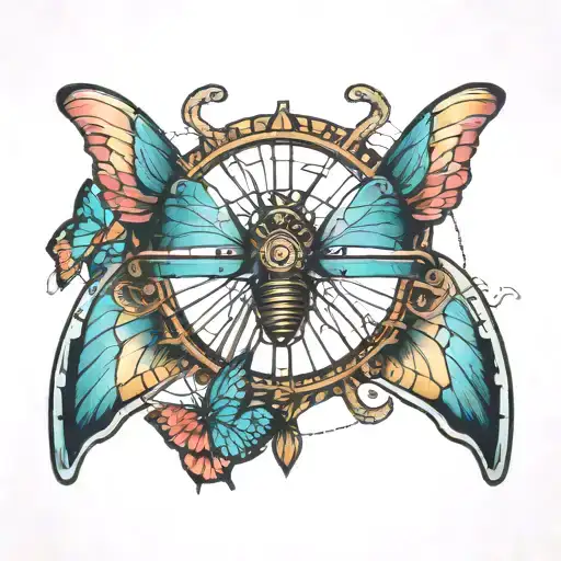 vienna ferris wheel butterfly wings tattoo design idea