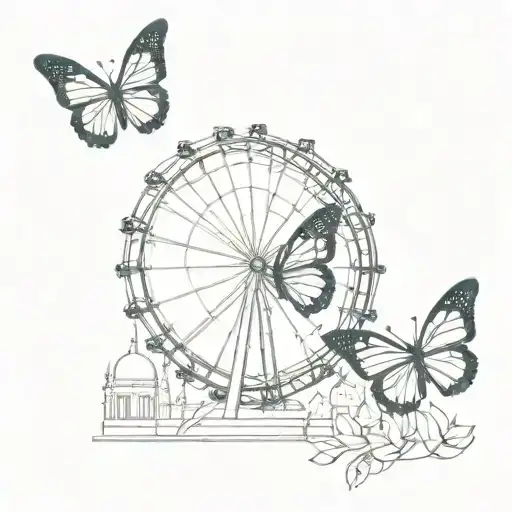 vienna ferris wheel monarch butterfly tattoo design idea