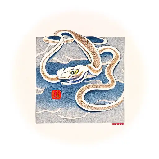snake suminagashi tattoo design idea