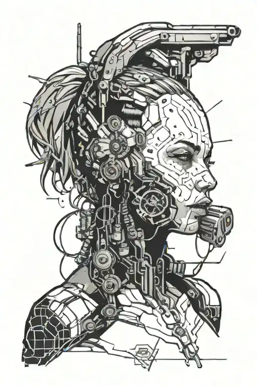 girl cyberpunk 2077 tattoo design idea