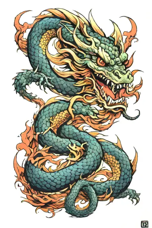 Vietnamese dragon wrapped tattoo design idea