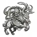 viking with wolf running tattoo design idea
