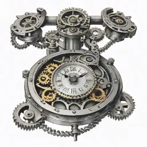 clock's mechanism showing the time 9:16. the style must be realistic style tattoo design idea