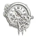 a clock's mechanism showing the time 9:16. the style must be a mix between chicano and realistic tattoo design idea