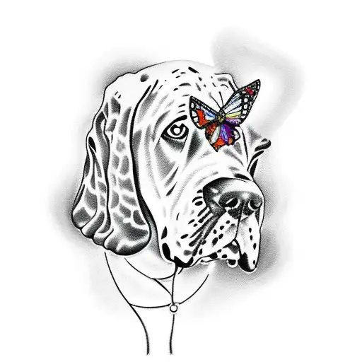 Tattoo design featuring Ovation guitar, the band Heart songs Dreamboat Annie and Dog and Butterfly, Great Dane, monarch  tattoo design idea