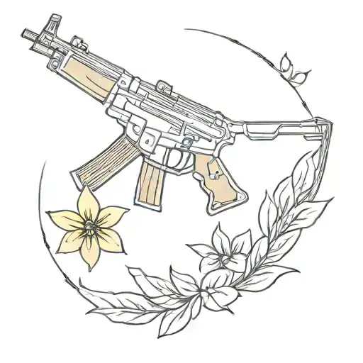 symbol of the Udmurt Republic, Kalashnikov assault rifle, Italmas flower tattoo design idea