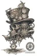 ripped skin with steampunk underneath tattoo design idea