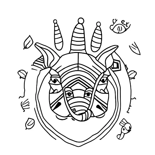 bull, cat, camel, elephant, pig, turtle, duckling, rabbit, tucan tattoo design idea