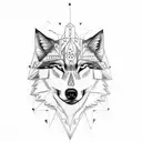face with half wolf half pocahontas tattoo design idea