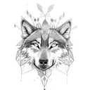 face with half wolf half pocahontas tattoo design idea