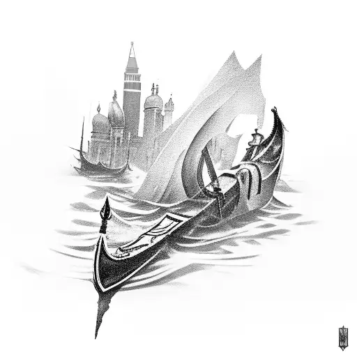 An assassin's hidden blade emerging from the canals of Venice tattoo design idea