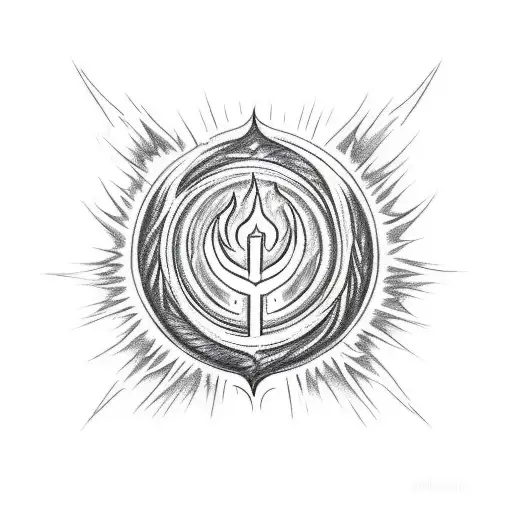 A sketch-style tattoo of a dark souls bonfire, with the flames shaped like the indie music symbol tattoo design idea