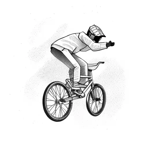 guy on bmx be chased by a helicopter  tattoo design idea