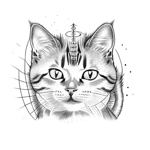 A stack of books with a cat sitting on top tattoo design idea