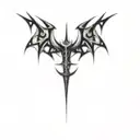 a sharp designed bat and sword as heart shape tattoo design idea