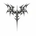 a sharp designed bat and sword as heart shape tattoo design idea