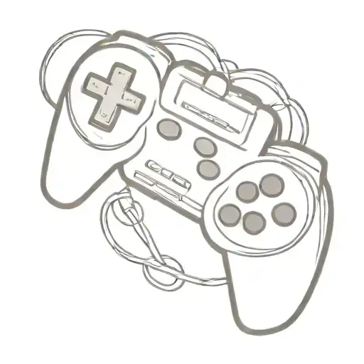 A minimalist tattoo design of a game controller intertwined with a cocoa milk carton, reflecting your love for gaming and cocoa milk tattoo design idea