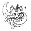 Fox and moon tattoo design idea