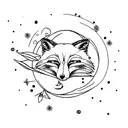 Fox and moon tattoo design idea