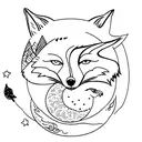 Fox and moon tattoo design idea
