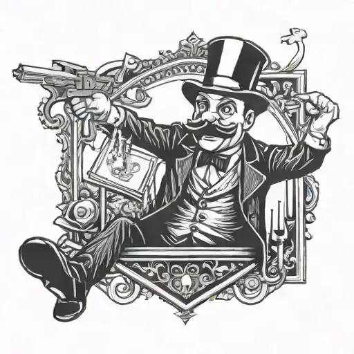 dark monopoly man tattoo design idea