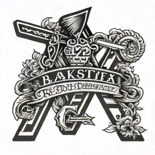 block font 22 with a home plate behind it tattoo design idea
