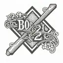 block font 22 with a home plate surrounding it  tattoo design idea