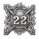 block font 22 with a home plate behind it tattoo design idea